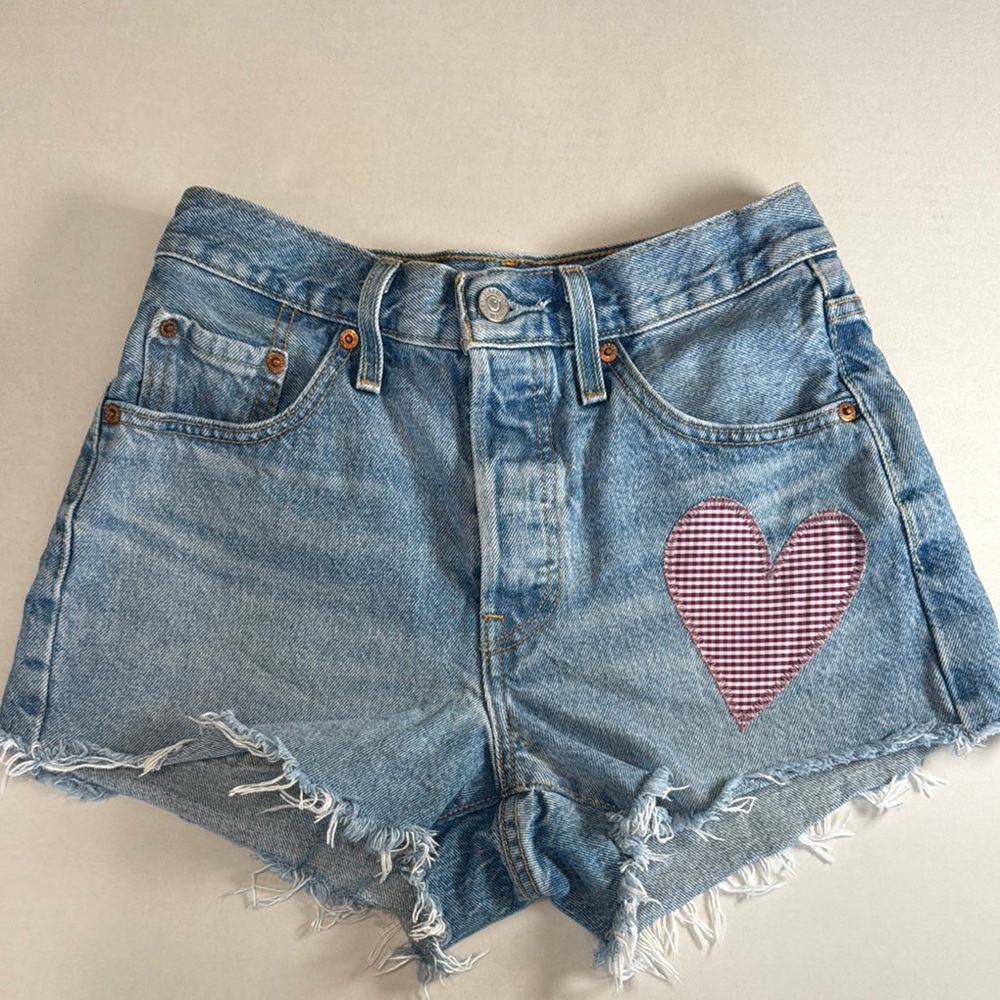 Levi's 501 Jean Shorts with Red Heart Patch
